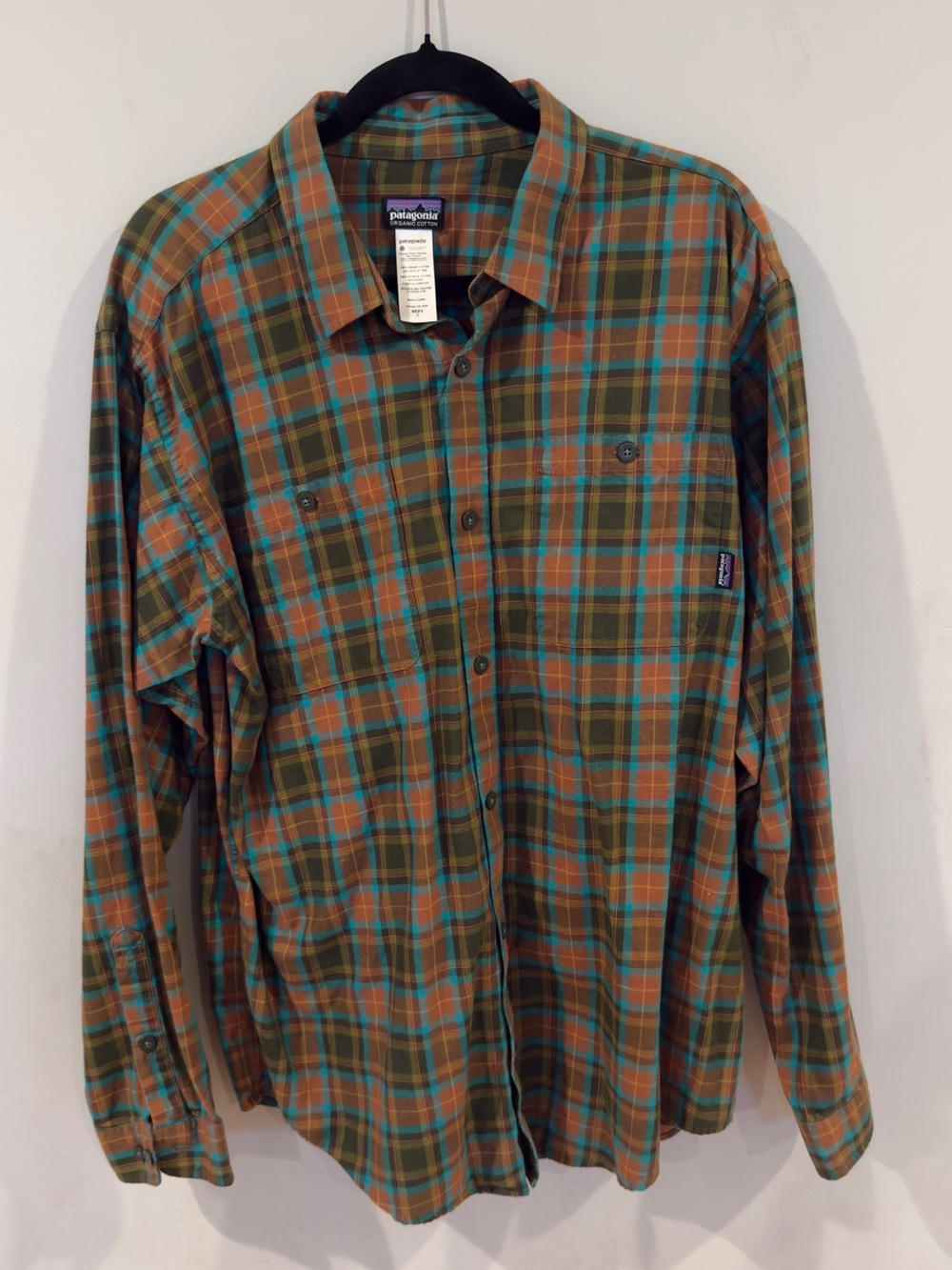 Patagonia Green Brown Orange Plaid Button-Down Shirt